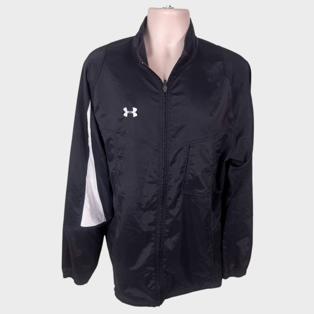 Under Armour XLT Black White All Season Gear Front Zip Windbreaker Jacket